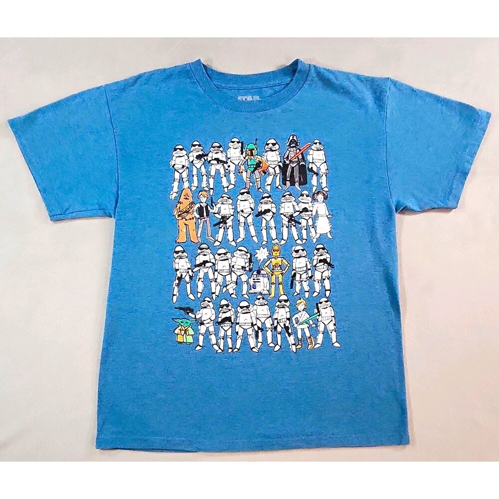 Star Wars Unisex Kids M Blue Graphic Crew Neck Tagless Short Sleeve T-Shirt